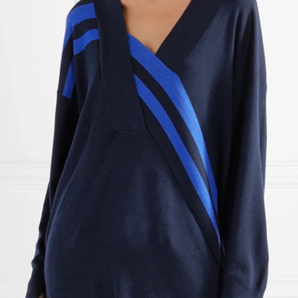 RAG & BONE Grace V Neck Extra Fine Merino Wool Sweater - Navy - Picture 7 of 9